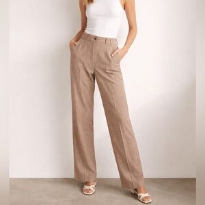 Brown Tailored High Rise Wool Blend Wide Leg Trousers US 8 Minimalist luxury